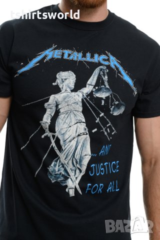 Нова мъжка тениска с дигитален печат на музикалната група METALLICA and justice for all, снимка 2 - Тениски - 40426698