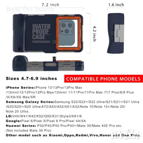 Професионален подводен калъф за телефон за гмуркане  QIFJNZO, снимка 8 - Калъфи, кейсове - 49644192