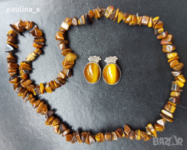 Винтидж / Антика / комплект бижута "Тигрово око" Israel sterling /публикувана и в друга категория , снимка 2 - Бижутерийни комплекти - 32961324