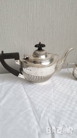 Английски сребърен сервиз за чай от 3 части -Бирмингам 1840г, снимка 2 - Антикварни и старинни предмети - 43203113