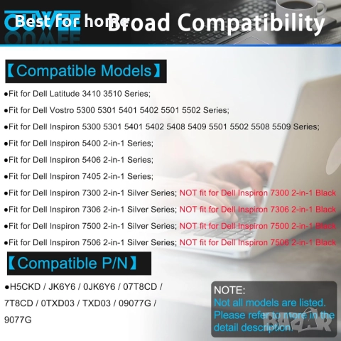 Батерия за Dell Inspiron тип H5CKD 53Wh, снимка 3 - Батерии за лаптопи - 52707280