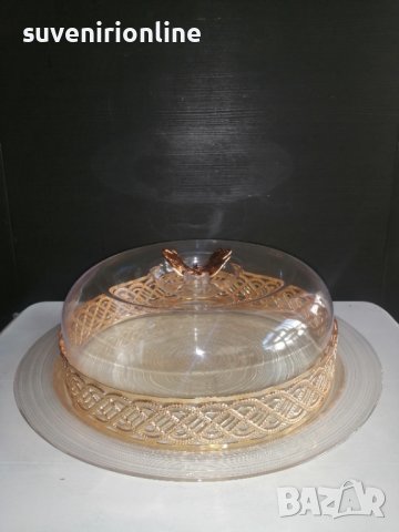 Стъклен поднос за торта/кекс с капак, снимка 6 - Аксесоари за кухня - 40012034
