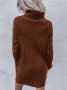 Дамска широка пуловерна рокля с висока яка и дълги ръкави, 2цвята , снимка 4