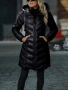 🧥 Дамско зимно яке със средна дължина в Черен и  цвят Кайсия , снимка 1