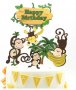 Happy Birthday 7 бр маймунки маймуна с банани палми картонени топер топери за торта парти рожден ден