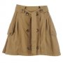 Дамска памучна пола модерна в бежово със странични джобове и големи  копчета отпред 