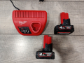 Milwaukee зарядно и батерия 12V  4 AH Зарядно C12 C Батерии M 12 B 4 , снимка 1