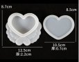3d Сърце красива кутия с капак 2 части силиконов молд форма за направа на кутийка за бижута смола, снимка 3