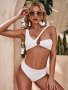 Бял бански рипс с едно рамо халка La Vela Beachwear, снимка 1 - Бански костюми - 35535201