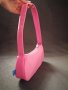 Текстилна малка дамска чанта за рамо в розов цвят, снимка 8