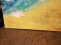 Море,Вълни плаж,Масло бои на платно подписана картина, снимка 5