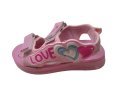 Розови сандали с надпис LOVE, снимка 1 - Детски сандали и чехли - 37216509