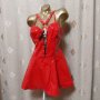 L Червена рокля от лак/ винил/ с диадема и жезъл подарък червени чорапи с дантела , снимка 6