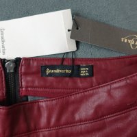 Stradivarius UK 8 (S) нова кожена пола в бордо цвят, снимка 7 - Поли - 43440040