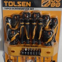 Комплект отвертки и битове Tolsen GriPro 19 части, с органайзер-поставка за стена, снимка 3 - Отвертки - 39023351