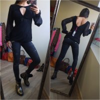 НОВА черна блуза с леко изрязан гръб на намаление , снимка 1 - Блузи с дълъг ръкав и пуловери - 27615845
