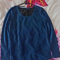 Парти блуза в син брокат- Reserved. Нова.Размер ХЛ., снимка 1 - Блузи с дълъг ръкав и пуловери - 43967967