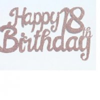 Happy Birthday 18 години розов златист брокатен картонен топер за торта табела украса декор рожден , снимка 2 - Други - 32403967