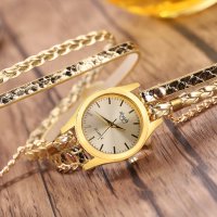 😍 Дамски ръчен часовник тип гривна с верижки за увиване около китката, снимка 4 - Гривни - 43049563