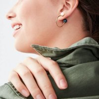 ПРОМО 🍊 FOSSIL 🍊 Дамски обеци по задна част на ухото тип халка нови с кутия и сертификат, снимка 1 - Обеци - 27078727