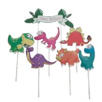 динозаври Динозавър Happy Birthday картонени топери топер украса декор за торта мъфини кексчета , снимка 2 - Други - 44072058