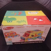  Funny Multifunctional Pull Bus  дървена играчка НОВА, снимка 4 - Образователни игри - 33682482