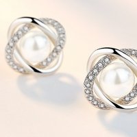 Сребърни обеци - Райска перла 925 сребро BF135, снимка 3 - Обеци - 27686278