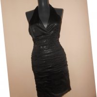 Черна рокля имитация на кожа  Samsara, снимка 5 - Рокли - 28754814