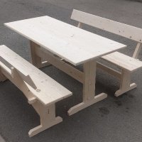 Нови дървени маси с пейки , снимка 3 - Градински мебели, декорация  - 32844354
