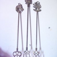 Стари бронзови вилици за камина - 3 бр., снимка 1 - Антикварни и старинни предмети - 27364222