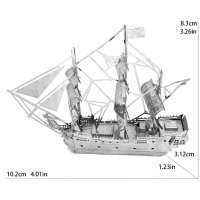 3D лазерно изрязан металeн пъзел Black Pearl Pirate Ship - Направи си сам., снимка 3 - Пъзели - 43156990