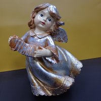 Ангел  ГОЛЯМ от висококачествен полирезин ,  цвят- меланж от сребро, мед, злато., снимка 4 - Статуетки - 43214419
