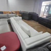 Бял кожен диван четворка, снимка 4 - Дивани и мека мебел - 39954967