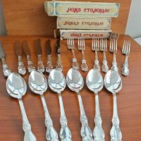 Руски посребрени прибори ножове лъжици и вилици , снимка 11 - Антикварни и старинни предмети - 28485934