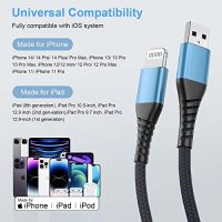 Нови 2 броя Плетени дълги кабели за бързо зареждане за Apple iPhone Айфон, снимка 3 - Друга електроника - 42935173