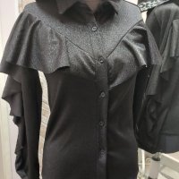 Елегантна черна риза/блуза с харбали - 15,00лв., снимка 3 - Ризи - 32689769