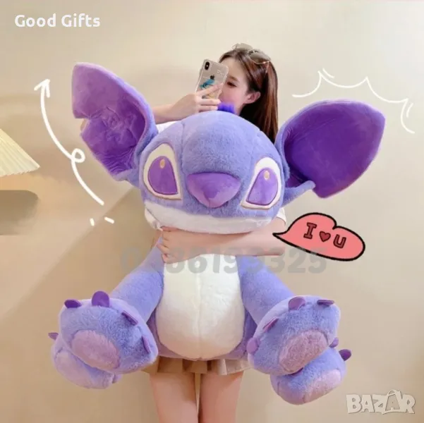 Голям плюшен Стич 100см Лилав, Голяма плюшена играчка Лило и Стич Lilo and Stitch плюшени играчки , снимка 1