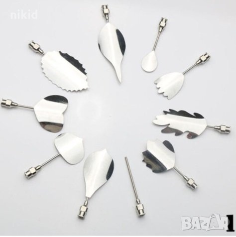 #1 листа 10 бр метални пера шприц + спринцовка за 3D желиран десерт декорация и украса цветя, снимка 1