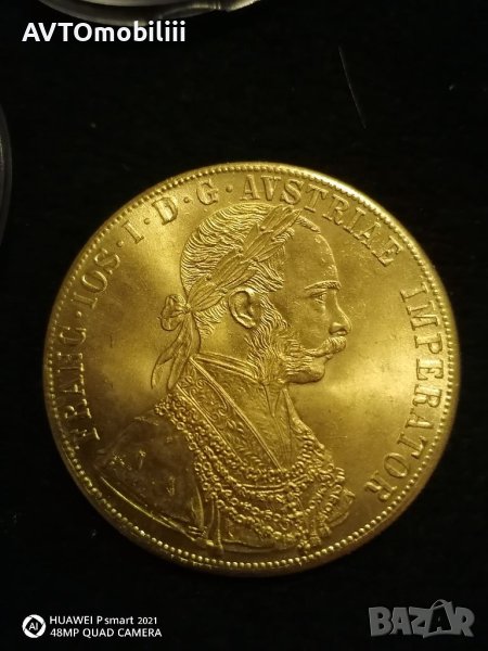 Позлатена монета 4 Дуката 1874 г Австрииск империя, снимка 1