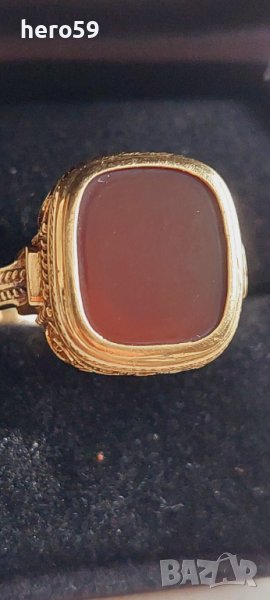 Златен  пръстен с карнеол, злато 14 к.Продаден, снимка 1