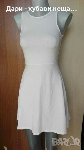 Бяла разкроена рокля от памучно фино трико🍀❤XS,S❤🍀арт.4373, снимка 1
