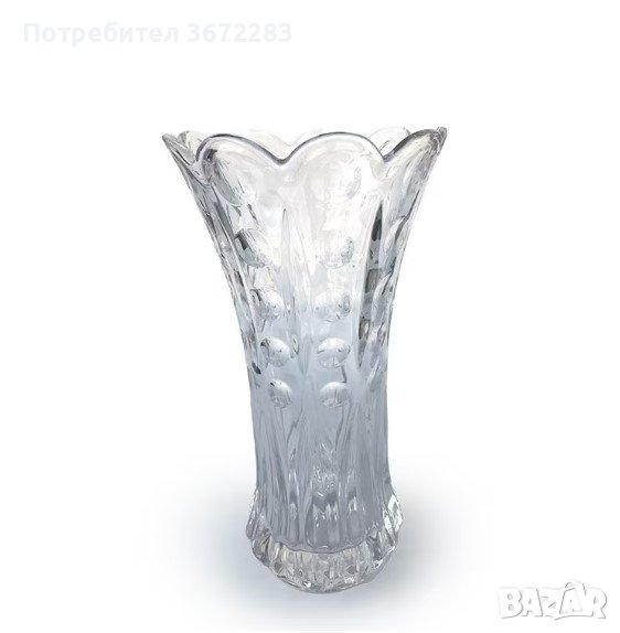 Стъклена ваза с флорален мотив, снимка 1