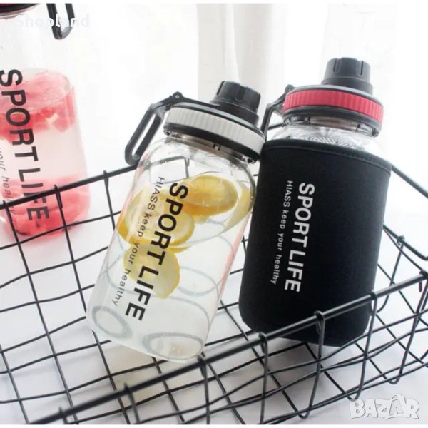 Стъклена спортна бутилка за вода, снимка 1