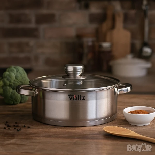 Тенджера Voltz Плитка, Индукция. Неръждаема стомана, снимка 1