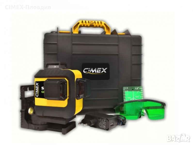 Лазерен нивелир 3х360°, зелен лъч CIMEX SL3D-G, снимка 1