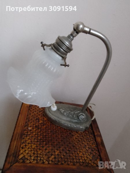 Настолна лампа от стъкло и метал, Австро-Унгария, началото на 20-ти век, снимка 1