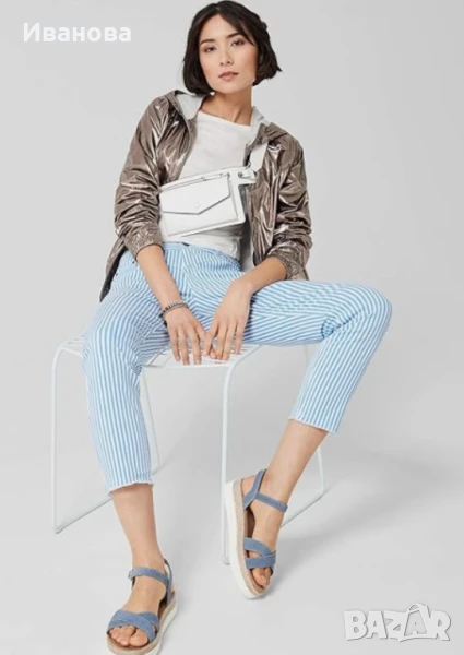 S.Oliver памучен панталон бял/бяло син/синьо, снимка 1