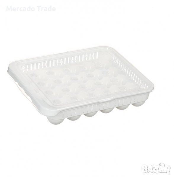 Кутия за яйца Mercado Trade, За хладилник, За домашна употреба, С капак, 30 места, Бял, снимка 1