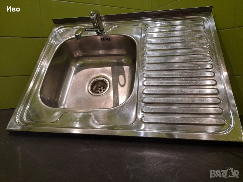 Kухненска мивка “Inter Ceramic”с десен плот и стоящ смесител.Промоция!, снимка 1