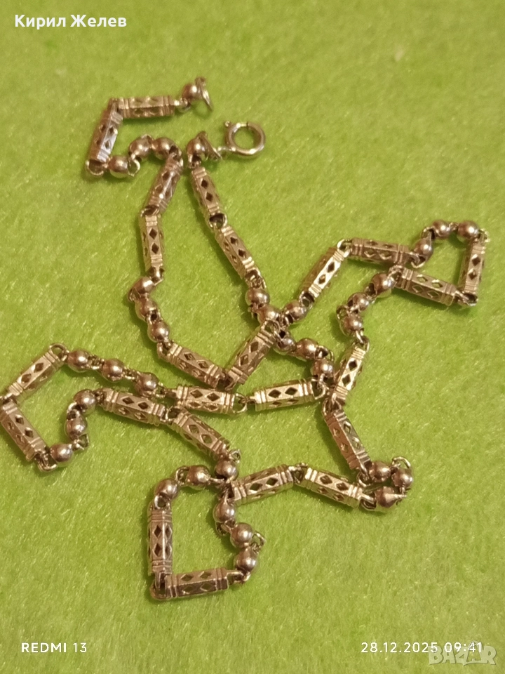 Винтидж сребърен ланец плетка тип БАРЕЛ елегантен стилен дизайн 25848, снимка 1